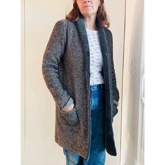 J Jill Sweater Cardi Coat Size XS Faux Fur Warm Cozy Midi Length Brown - Picture 12 of 12